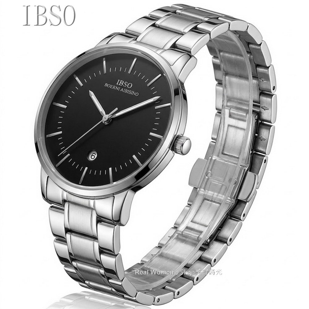 IBSO 簡約時尚 日曆 中性錶 商務休閒百搭 玫瑰金/銀 雙色可選 不銹鋼帶 男女通用 男錶 女錶 情侶對錶 送禮自用-細節圖9