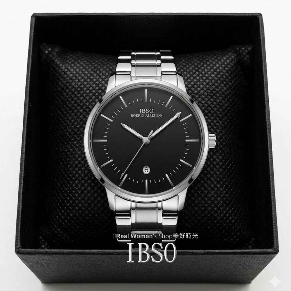 IBSO 簡約時尚 日曆 中性錶 商務休閒百搭 玫瑰金/銀 雙色可選 不銹鋼帶 男女通用 男錶 女錶 情侶對錶 送禮自用-細節圖10