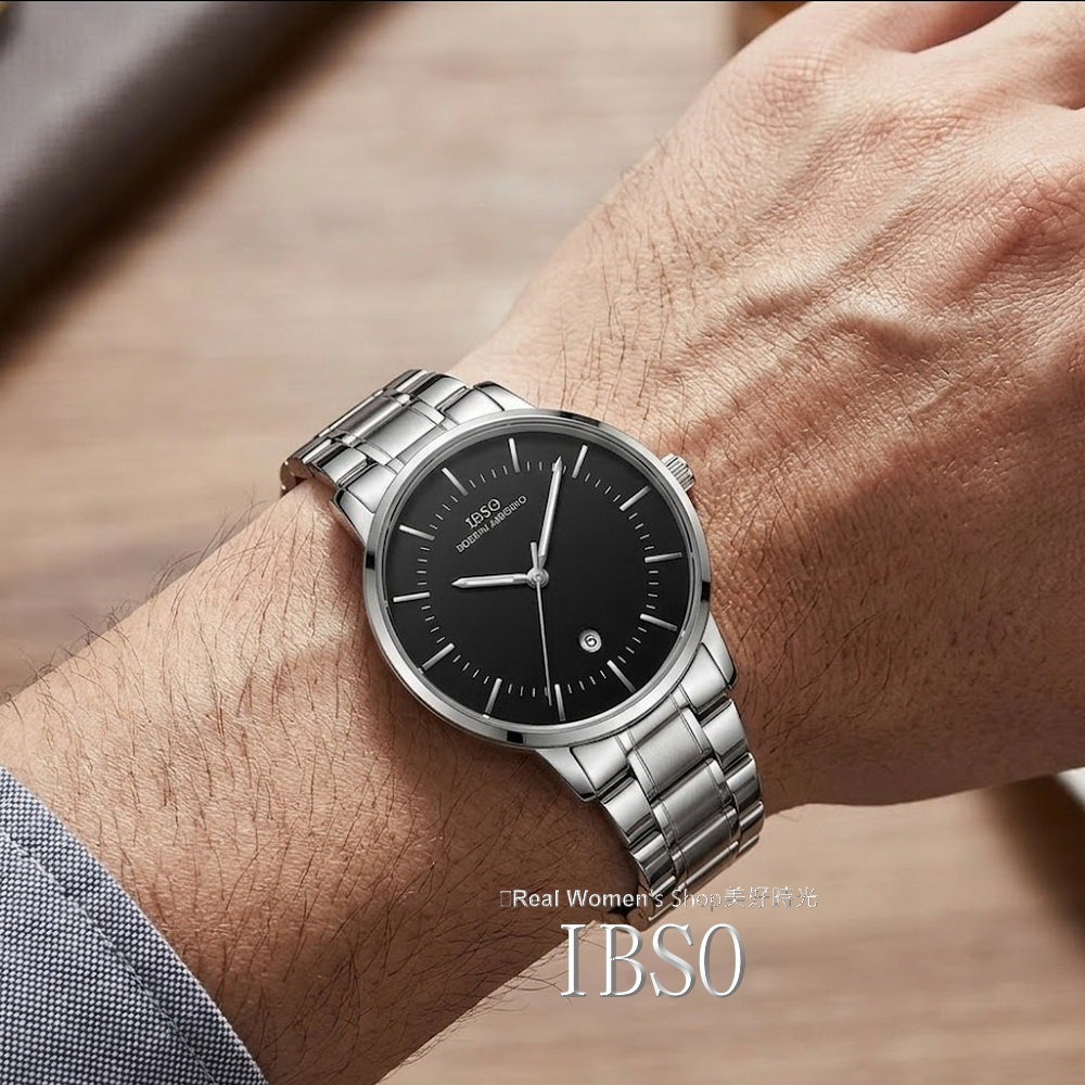 IBSO 簡約時尚 日曆 中性錶 商務休閒百搭 玫瑰金/銀 雙色可選 不銹鋼帶 男女通用 男錶 女錶 情侶對錶 送禮自用-細節圖11