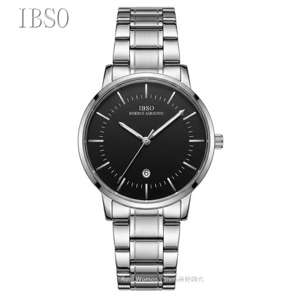 IBSO 簡約時尚 日曆 中性錶 商務休閒百搭 玫瑰金/銀 雙色可選 不銹鋼帶 男女通用 男錶 女錶 情侶對錶 送禮自用-規格圖11