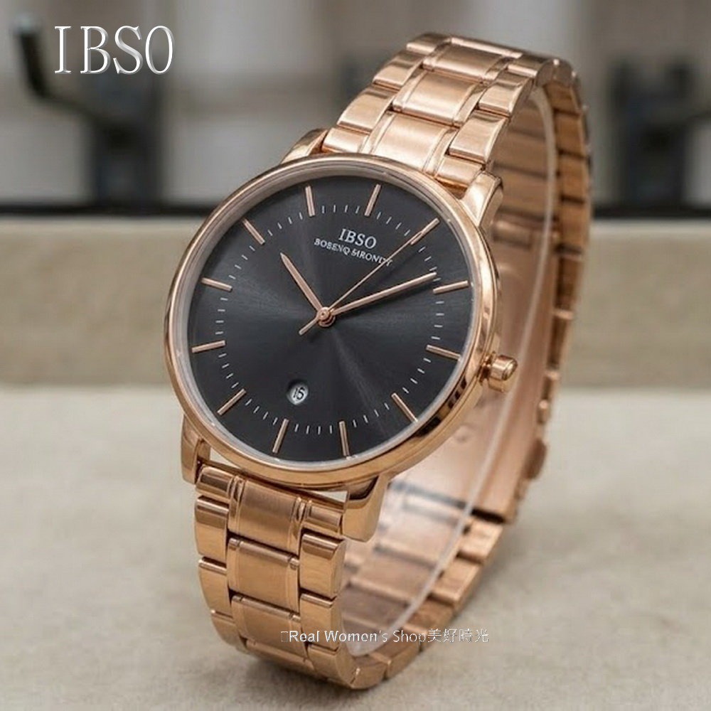 IBSO 簡約時尚 日曆 中性錶 商務休閒百搭 玫瑰金/銀 雙色可選 不銹鋼帶 男女通用 男錶 女錶 情侶對錶 送禮自用-規格圖11