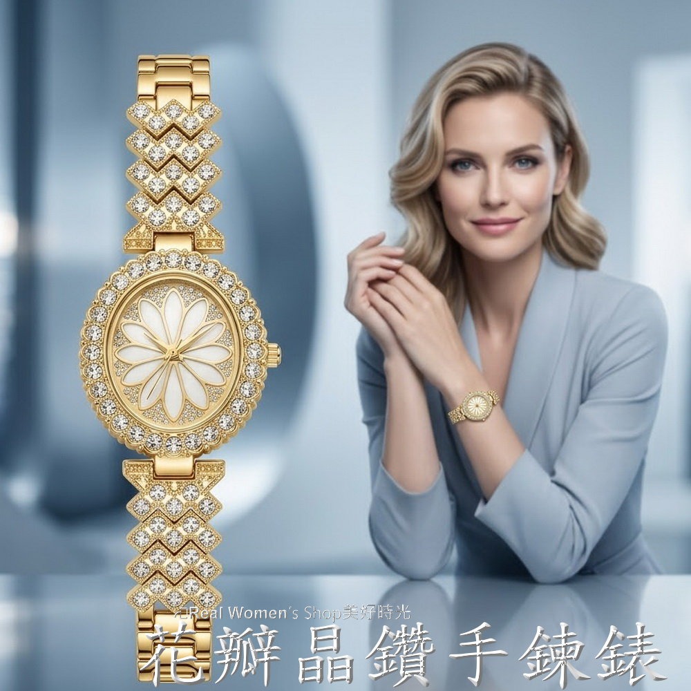 女神款 花瓣晶鑽氣質手鍊女錶  輕奢名媛風 時尚百搭 優雅出眾 送禮自用首選-細節圖2