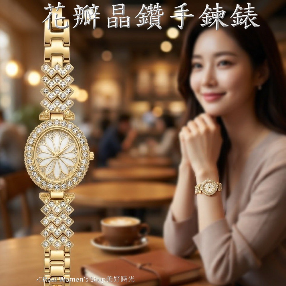 女神款 花瓣晶鑽氣質手鍊女錶  輕奢名媛風 時尚百搭 優雅出眾 送禮自用首選-細節圖4