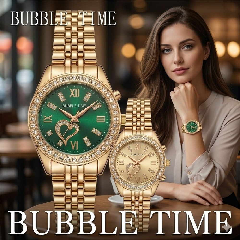 BUBBLE TIME 甜心晶鑽錶 氣質女錶 玫瑰金&銀 多種顏色 時尚百搭 優雅日常 送禮自用都超美-細節圖6