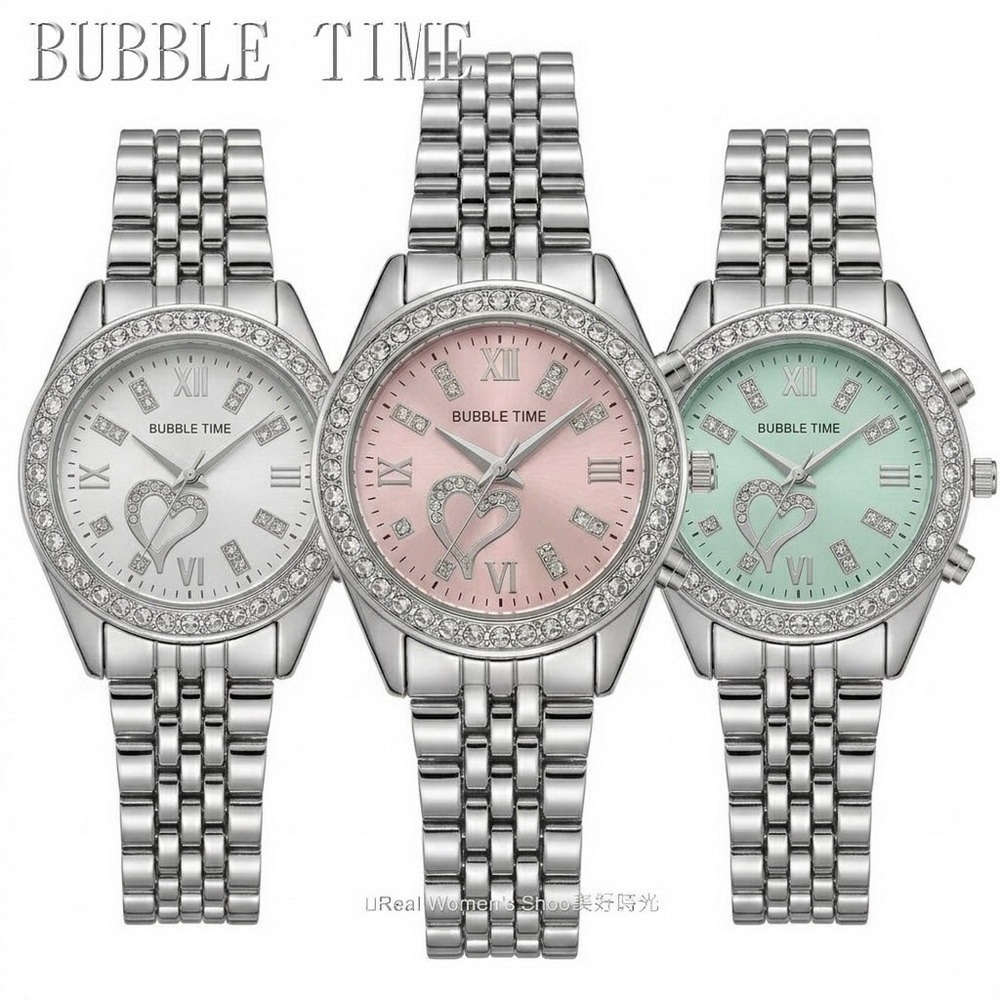 BUBBLE TIME 甜心晶鑽錶 氣質女錶 玫瑰金&銀 多種顏色 時尚百搭 優雅日常 送禮自用都超美-細節圖7