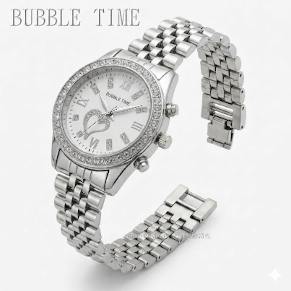 BUBBLE TIME 甜心晶鑽錶 氣質女錶 玫瑰金&銀 多種顏色 時尚百搭 優雅日常 送禮自用都超美-細節圖9