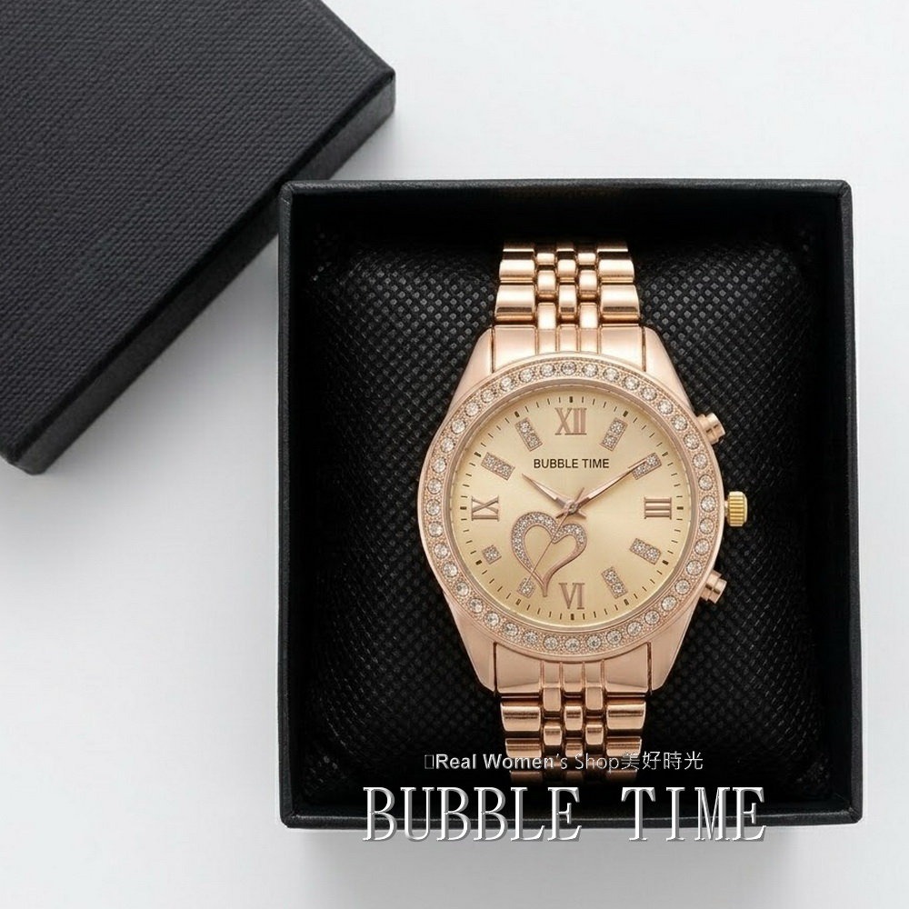 BUBBLE TIME 甜心晶鑽錶 氣質女錶 玫瑰金&銀 多種顏色 時尚百搭 優雅日常 送禮自用都超美-細節圖11