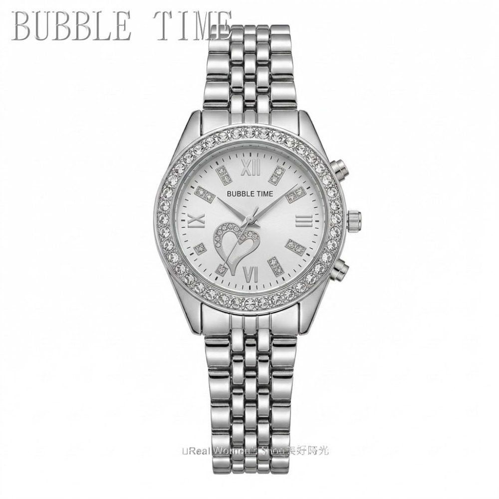 BUBBLE TIME 甜心晶鑽錶 氣質女錶 玫瑰金&銀 多種顏色 時尚百搭 優雅日常 送禮自用都超美-規格圖11