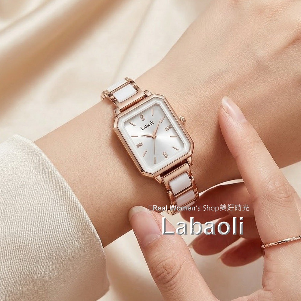 奧地利精品 Labaoli娜寶麗 晶鑽錶 陶瓷錶 高雅氣質 方形名媛淑女錶 (二色可選)-細節圖9