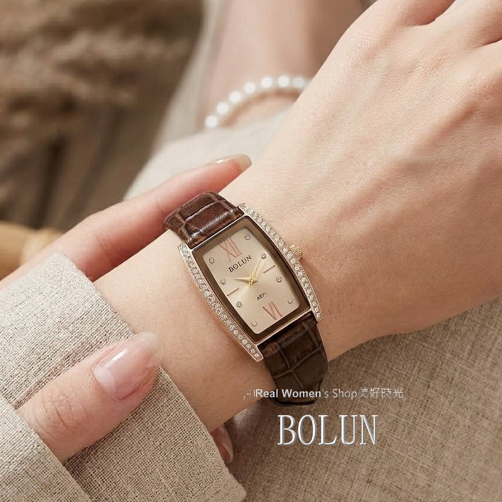 BOLUN 大酒桶錶面 晶鑽淑媛女錶 多色可選 時尚百搭 耐看高雅 氣質女神必備-細節圖7