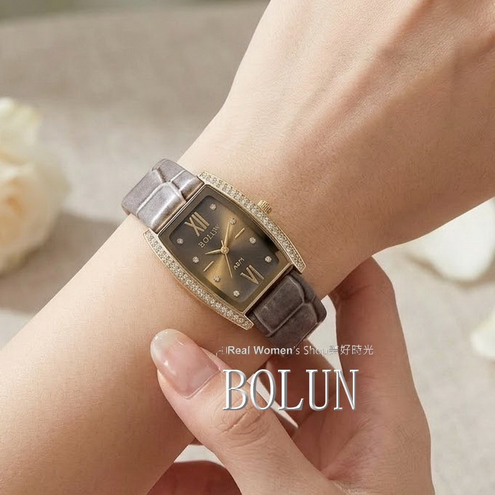 BOLUN 大酒桶錶面 晶鑽淑媛女錶 多色可選 時尚百搭 耐看高雅 氣質女神必備-細節圖8