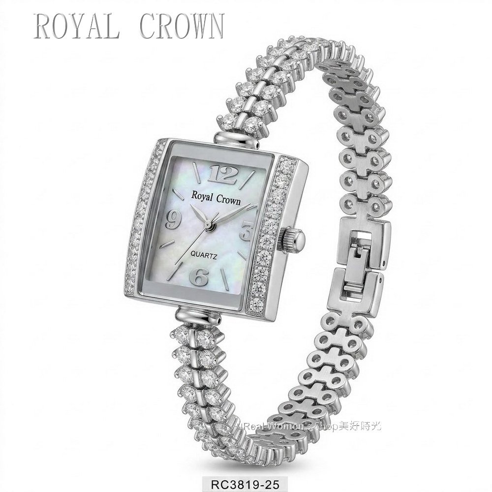 ROYAL CROWN 珍珠母貝面盤 晶鑽氣質女錶 閃耀時刻 優雅相伴 時尚百搭 送禮自用都超仙-細節圖7