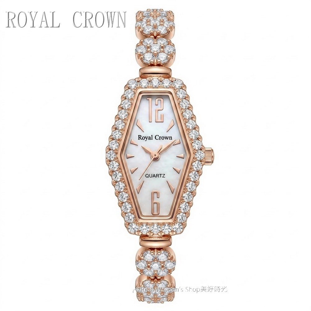 ROYAL CROWN 珍珠母貝面盤 六角形 晶鑽名媛女錶 閃耀時刻 優雅相伴 時尚百搭 送禮自用都超仙-規格圖10