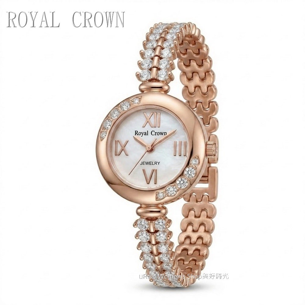 ROYAL CROWN 名媛風 珍珠母貝面盤  晶鑽女錶 閃耀時刻 優雅相伴 時尚百搭 送禮自用都超仙-細節圖6
