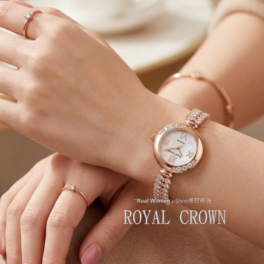 ROYAL CROWN 名媛風 珍珠母貝面盤  晶鑽女錶 閃耀時刻 優雅相伴 時尚百搭 送禮自用都超仙-細節圖7