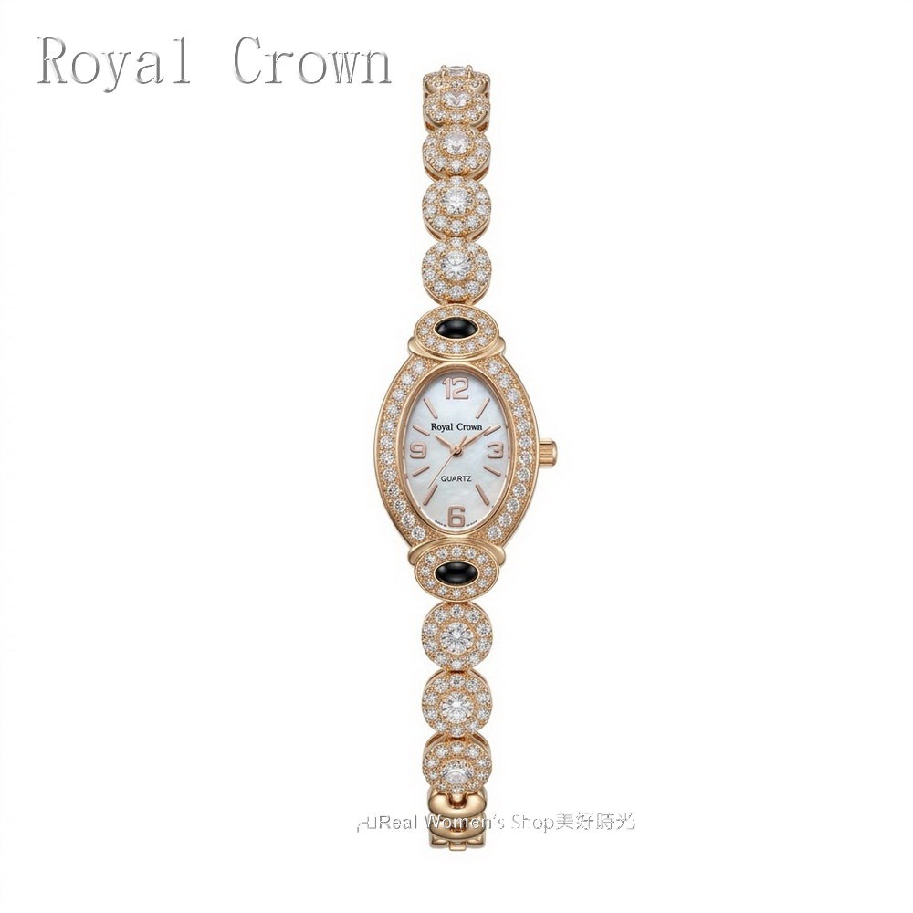 Royal Crown 閃耀時刻 珍珠母貝面盤  晶鑽珠寶錶  名媛女錶  時尚百搭 送禮自用都超仙-規格圖11