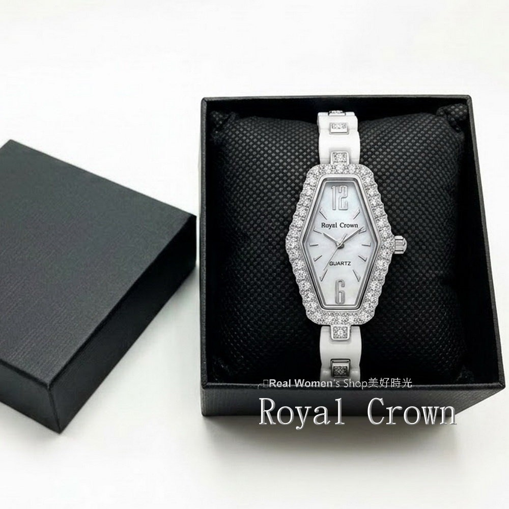 Royal Crown 閃耀時刻 珍珠母貝面盤  陶瓷晶鑽錶帶 鑽錶  名媛女錶  時尚百搭 送禮自用都超仙-細節圖6