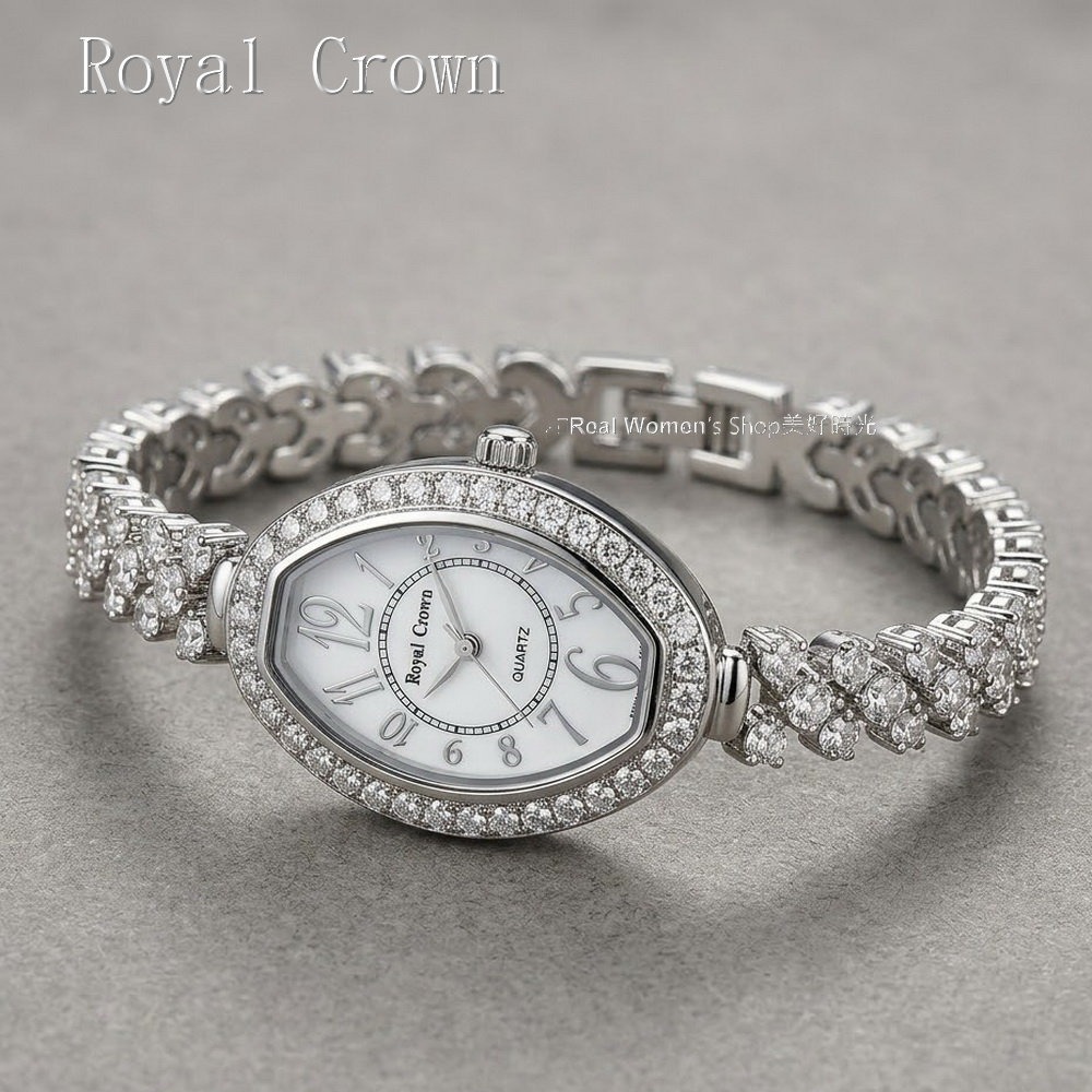 義大利 Royal Crown 閃耀時刻 珍珠母貝面盤 爪鑲晶鑽   淑媛女錶  時尚百搭 送禮自用都超美-細節圖6