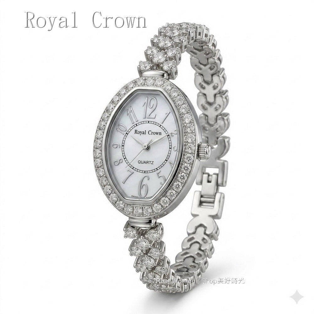 義大利 Royal Crown 閃耀時刻 珍珠母貝面盤 爪鑲晶鑽   淑媛女錶  時尚百搭 送禮自用都超美-細節圖8
