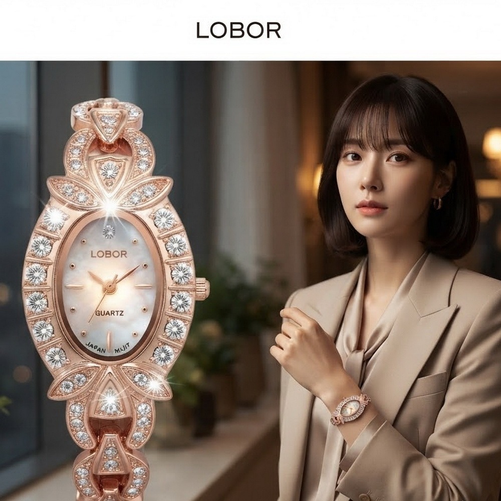 LOBOR 優雅時尚 玫瑰金 晶鑽錶 日本機芯  名媛女錶  日常百搭 送禮自用都超美-細節圖6