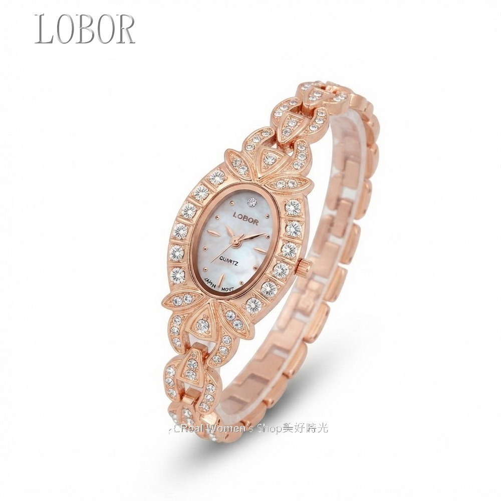 LOBOR 優雅時尚 玫瑰金 晶鑽錶 日本機芯  名媛女錶  日常百搭 送禮自用都超美-細節圖8
