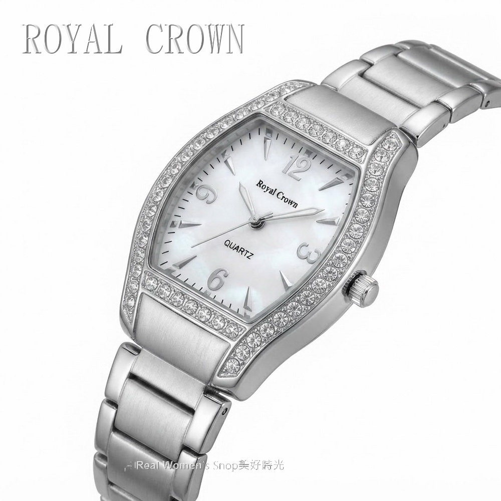 義大利 Royal Crown 精品中性錶 男女適用錶 珍珠母貝盤 酒桶鑽圈  不鏽鋼帶  時尚百搭 送禮自用都超值-細節圖7
