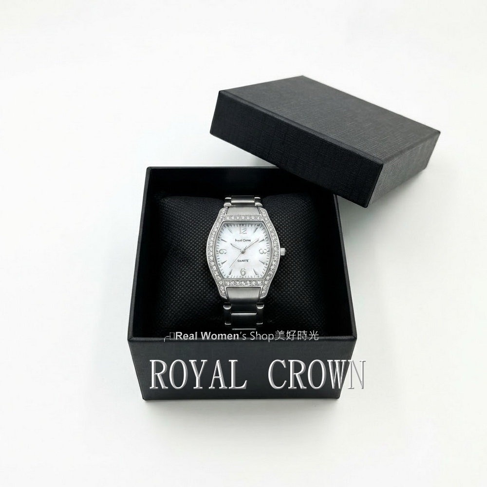 義大利 Royal Crown 精品中性錶 男女適用錶 珍珠母貝盤 酒桶鑽圈  不鏽鋼帶  時尚百搭 送禮自用都超值-細節圖8