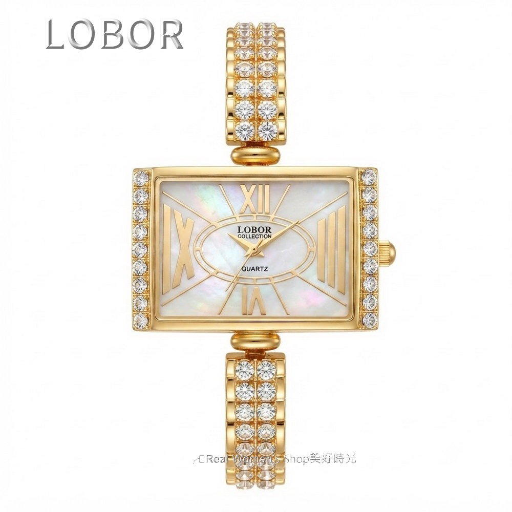LOBOR 玫瑰金 鑽鍊晶鑽名媛女錶 日本機芯 珍珠母貝面盤 時尚百搭 送禮自用都超仙-規格圖11
