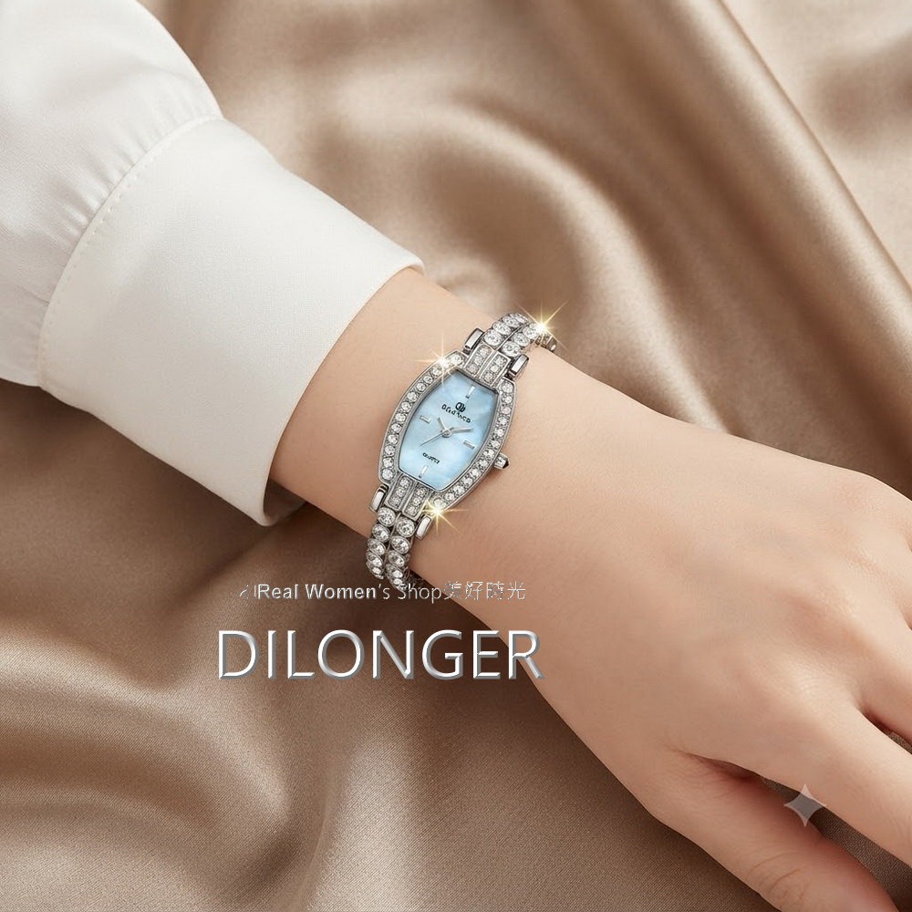 DILONGER 優雅日常 晶鑽手鍊名媛女錶 珍珠母貝面盤 時尚百搭 送禮自用都超仙-細節圖6