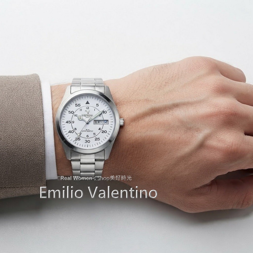 義大利Emilio Valentino范倫鐵諾 日期.星期 50M防水 賓士指針商務錶 男錶 時尚百搭 送禮自用皆出色-細節圖10