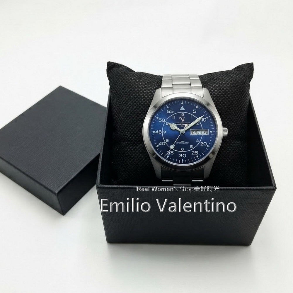 義大利Emilio Valentino范倫鐵諾 日期.星期 50M防水 賓士指針商務錶 男錶 時尚百搭 送禮自用皆出色-細節圖11
