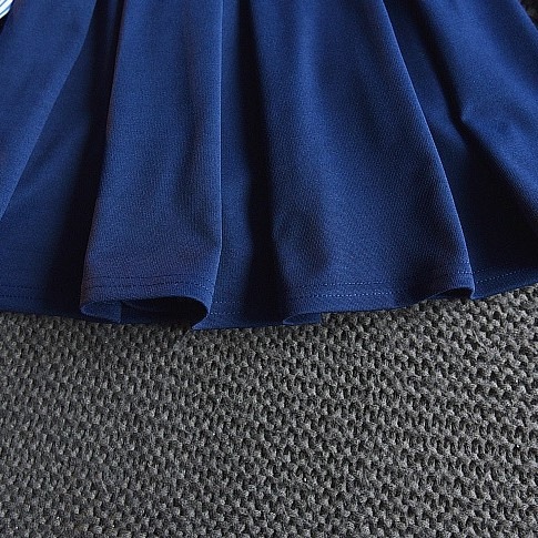 {台灣現貨24小時出貨}韓版兒童藍色條紋連衣裙長袖裙子公主裙洋裝童裝【C678】-細節圖8
