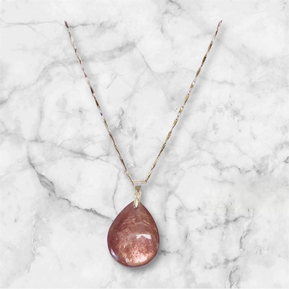 鋰雲母墜子s925純銀項鍊-細節圖2