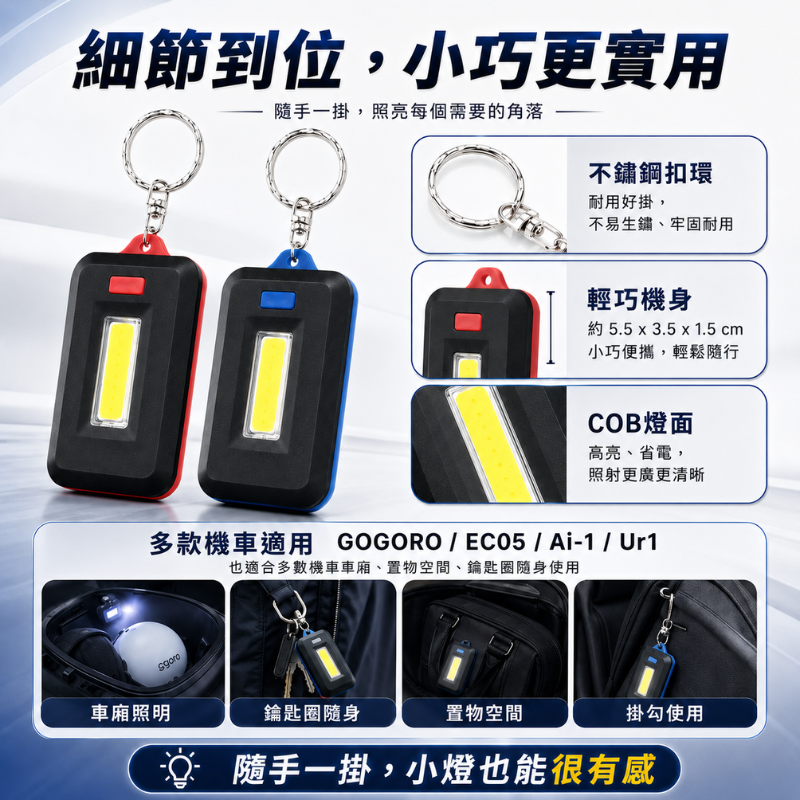 LED車廂燈 GOGORO EC05 Ai-1 Ur1 車廂燈 收納 置物 led燈 鑰匙扣萬用燈-細節圖5
