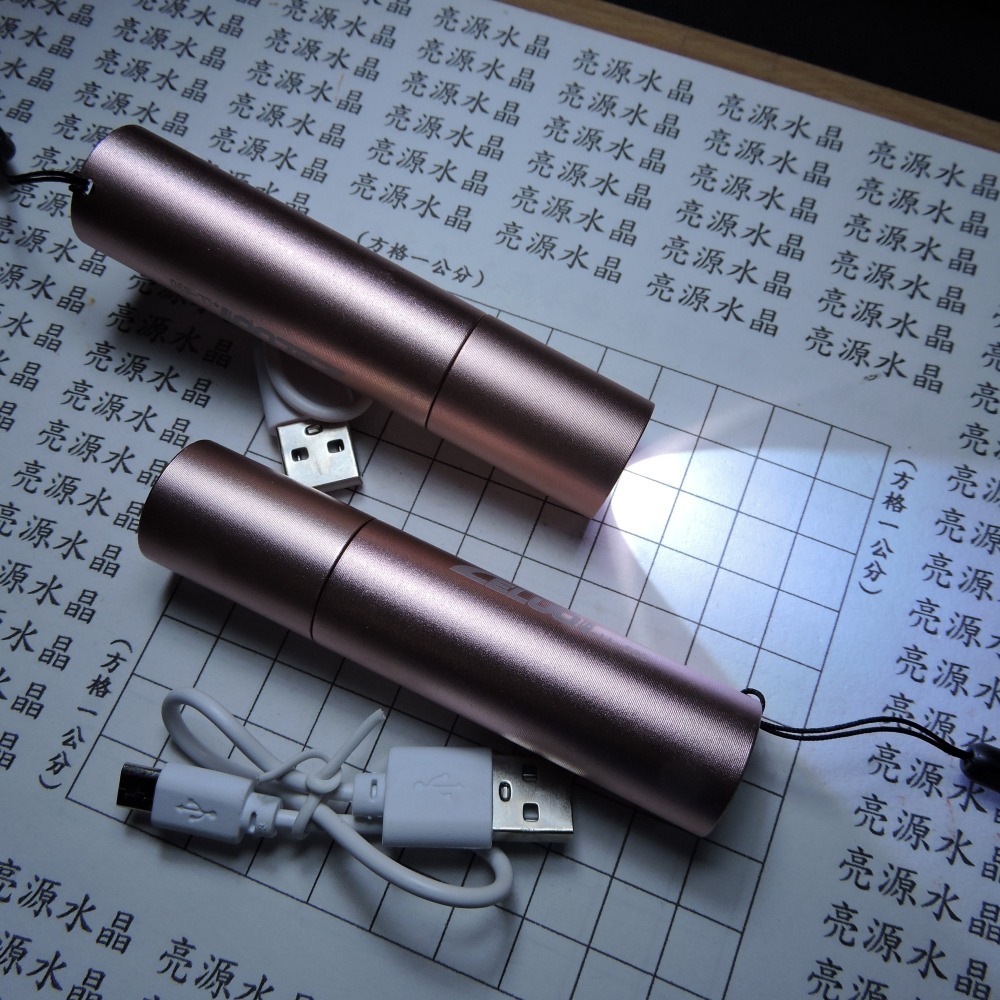 ~玫瑰金&黑~LED手電筒~USB充電~焦距可調~-細節圖3