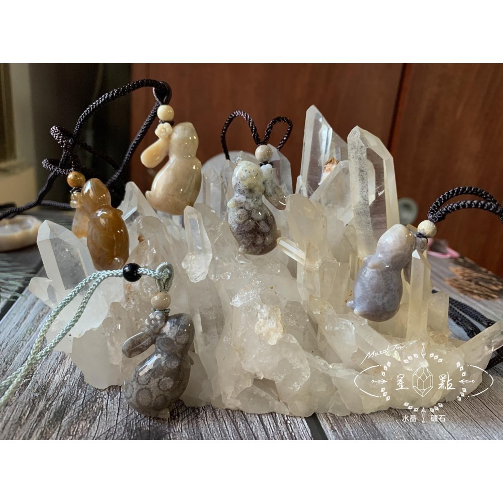 珊瑚玉仰望兔兔項鍊2402-細節圖2