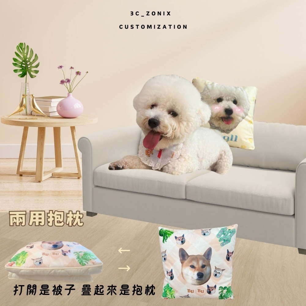 來圖訂製 客製化 二合一 抱枕+被子 照片客製化-細節圖7