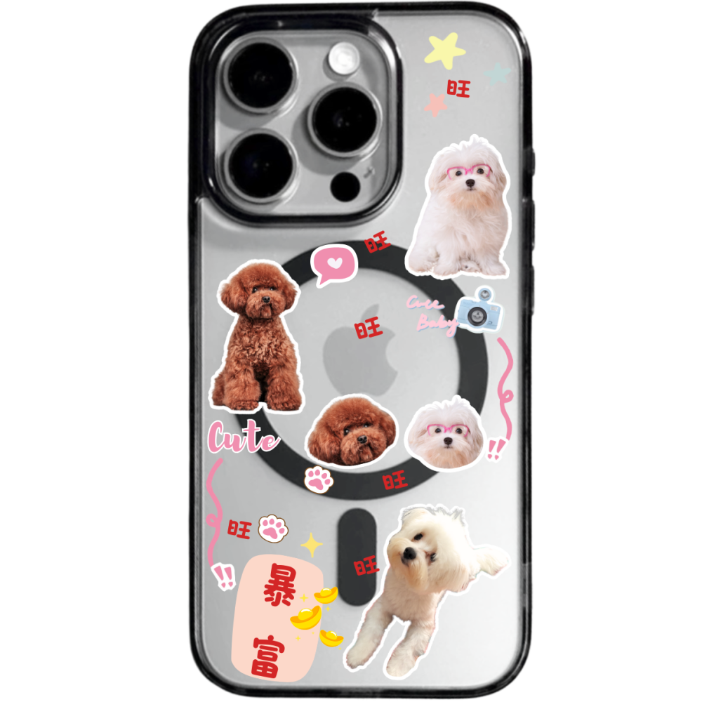 客製化商品 磁吸霧感黑框防摔殼 照片客製化-細節圖2