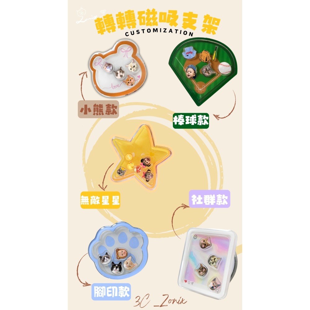 來圖訂製 客製化商品 獨家訂製 轉轉磁吸支架 來圖客製化-細節圖2