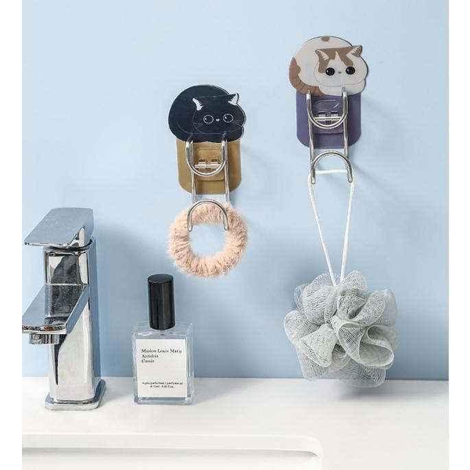 【藍總監】可愛貓咪造型臉盆掛勾 掛鈎 臉盆掛勾 無痕不鏽鋼臉盆掛勾 臉盆架 浴室掛鉤 多功能掛勾 臉盆掛勾 臉盆-細節圖2