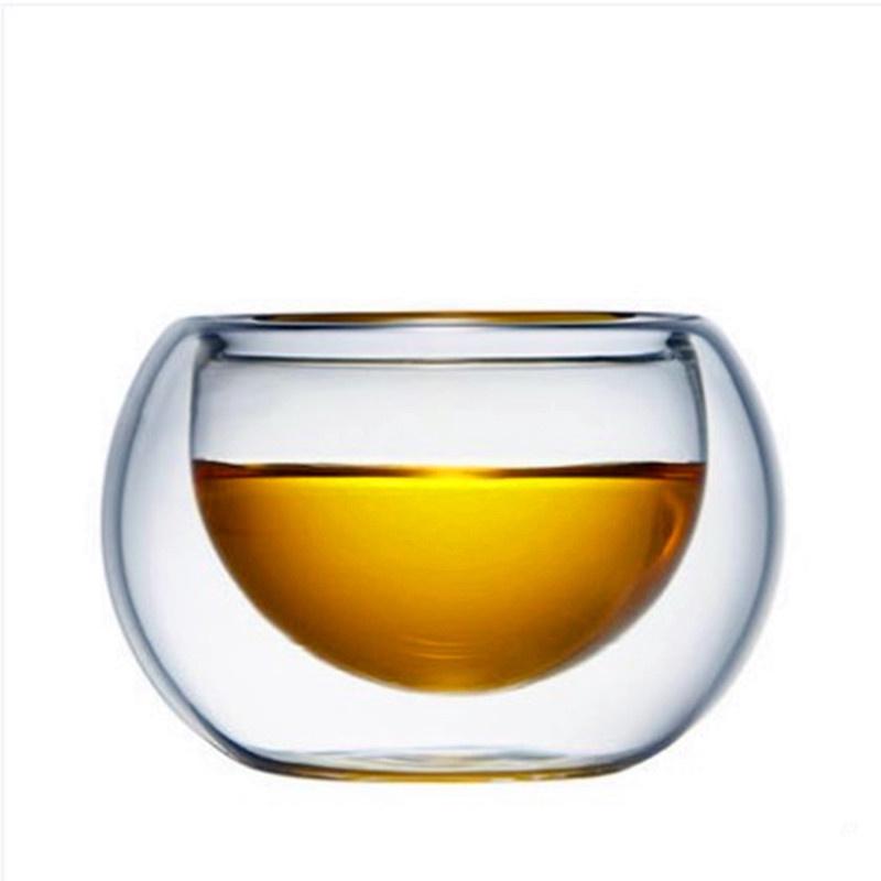 【藍總監】耐熱玻璃雙層杯 咖啡杯品茗杯 品茶杯 真空玻璃杯 真空隔熱杯 高硼矽耐熱杯 50ml 雙層造型杯 創意玻璃杯-細節圖2