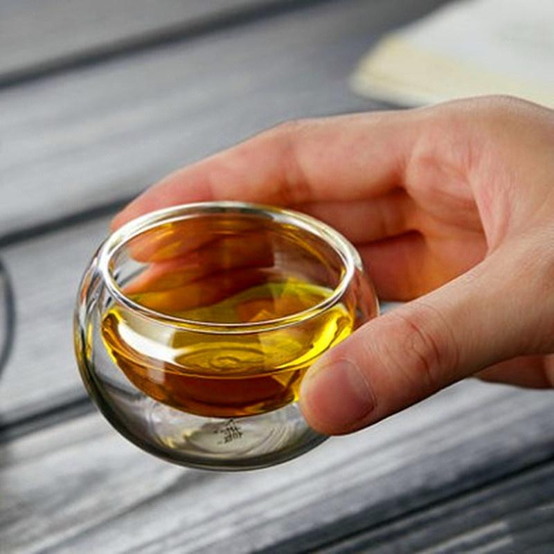 【藍總監】耐熱玻璃雙層杯 咖啡杯品茗杯 品茶杯 真空玻璃杯 真空隔熱杯 高硼矽耐熱杯 50ml 雙層造型杯 創意玻璃杯-細節圖4