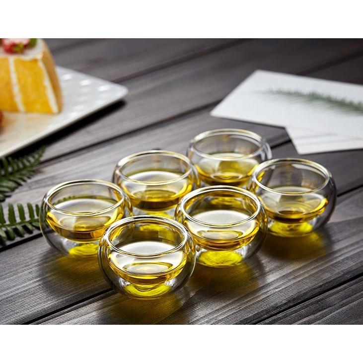 【藍總監】耐熱玻璃雙層杯 咖啡杯品茗杯 品茶杯 真空玻璃杯 真空隔熱杯 高硼矽耐熱杯 50ml 雙層造型杯 創意玻璃杯-細節圖5