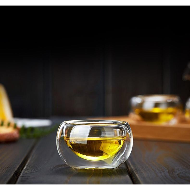 【藍總監】耐熱玻璃雙層杯 咖啡杯品茗杯 品茶杯 真空玻璃杯 真空隔熱杯 高硼矽耐熱杯 50ml 雙層造型杯 創意玻璃杯-細節圖8