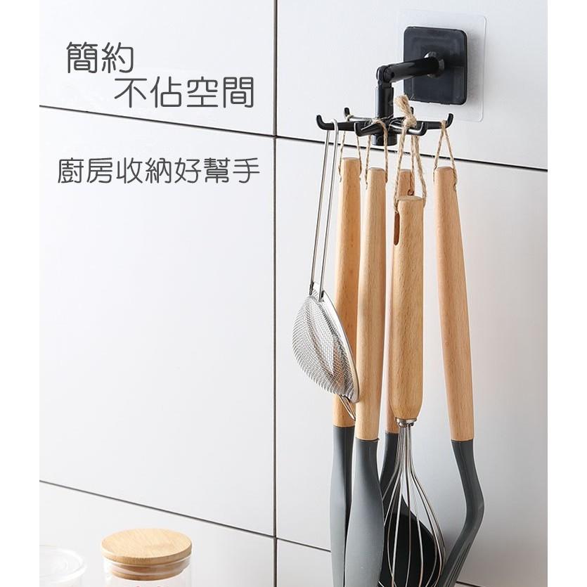 【藍總監】廚房360度旋轉無痕掛勾  加厚款 旋轉掛勾置物掛架 廚房收納 廚具收納 六勾設計  6爪掛鉤 廚房 收納掛勾-細節圖4