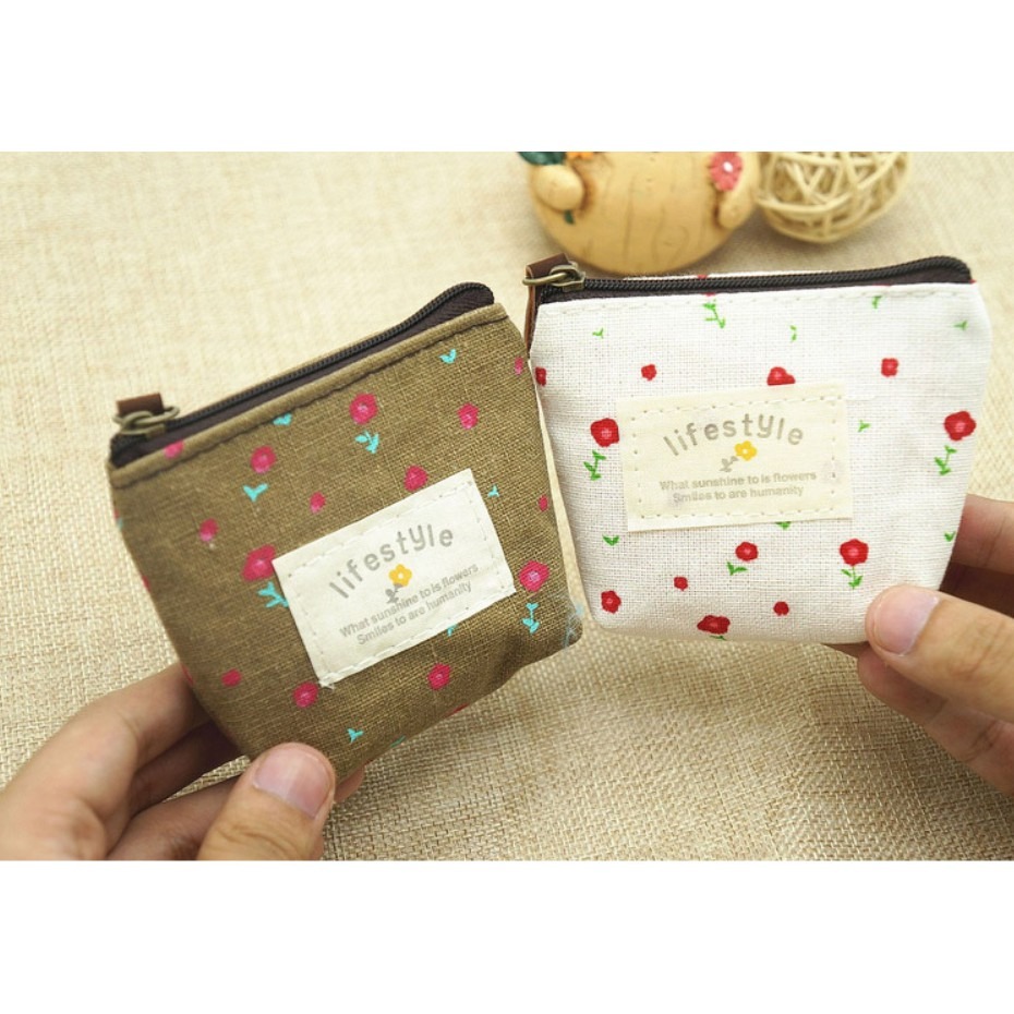 【藍總監】日本Zakka田園風碎花帆布零錢包 清新碎花零錢包 鑰匙包 收納包 零錢包 隨身小錢包 隨身零錢包-細節圖9