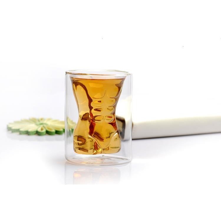 【藍總監】創意玻璃杯 飲料杯 烈酒杯 情侶對杯 耐熱玻璃 雙層玻璃 威士忌杯 猛男小鮮肉與性感女神造型-細節圖7