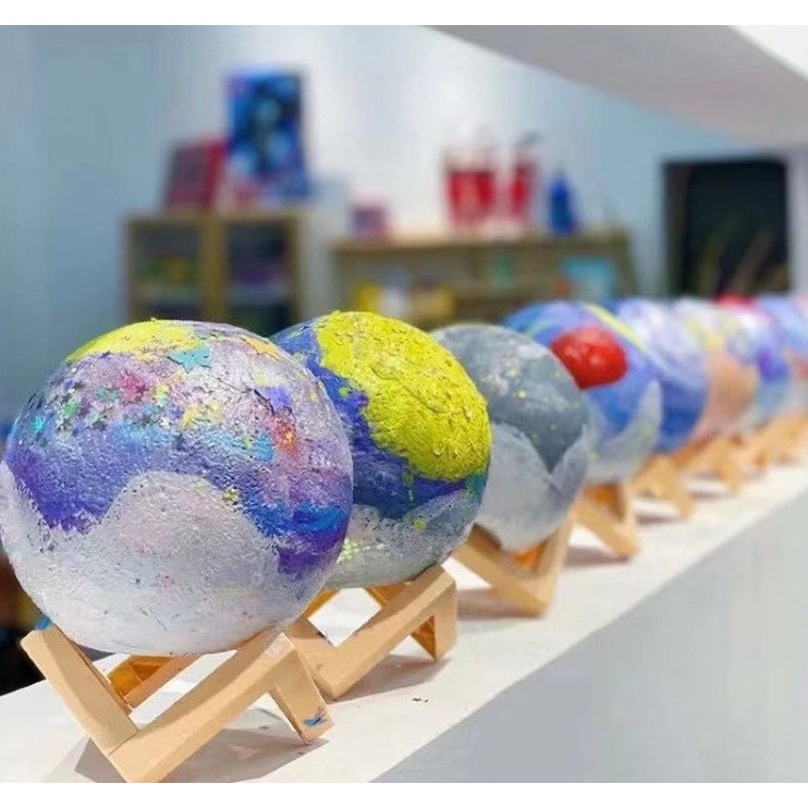 【藍總監】彩繪月球燈 幼兒園 手工 DIY塗鴉 手繪月球燈 暖場活動 diy裝飾 小夜燈 月球小夜燈 月球燈 星球燈-細節圖9