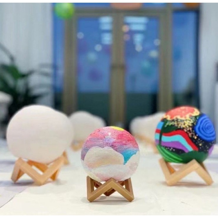 【藍總監】彩繪月球燈 幼兒園 手工 DIY塗鴉 手繪月球燈 暖場活動 diy裝飾 小夜燈 月球小夜燈 月球燈 星球燈-細節圖7