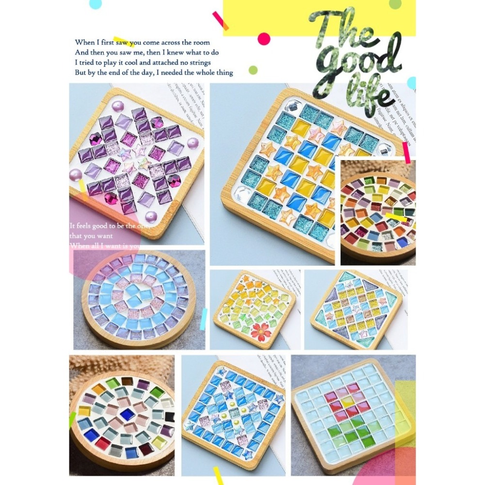 ✨全館免運✨ 馬賽克杯墊 馬賽克磁磚 材料包 杯墊 磚 馬賽克 馬賽克磚 馬賽克燈 手作diy diy手作 馬賽克拼貼-細節圖8
